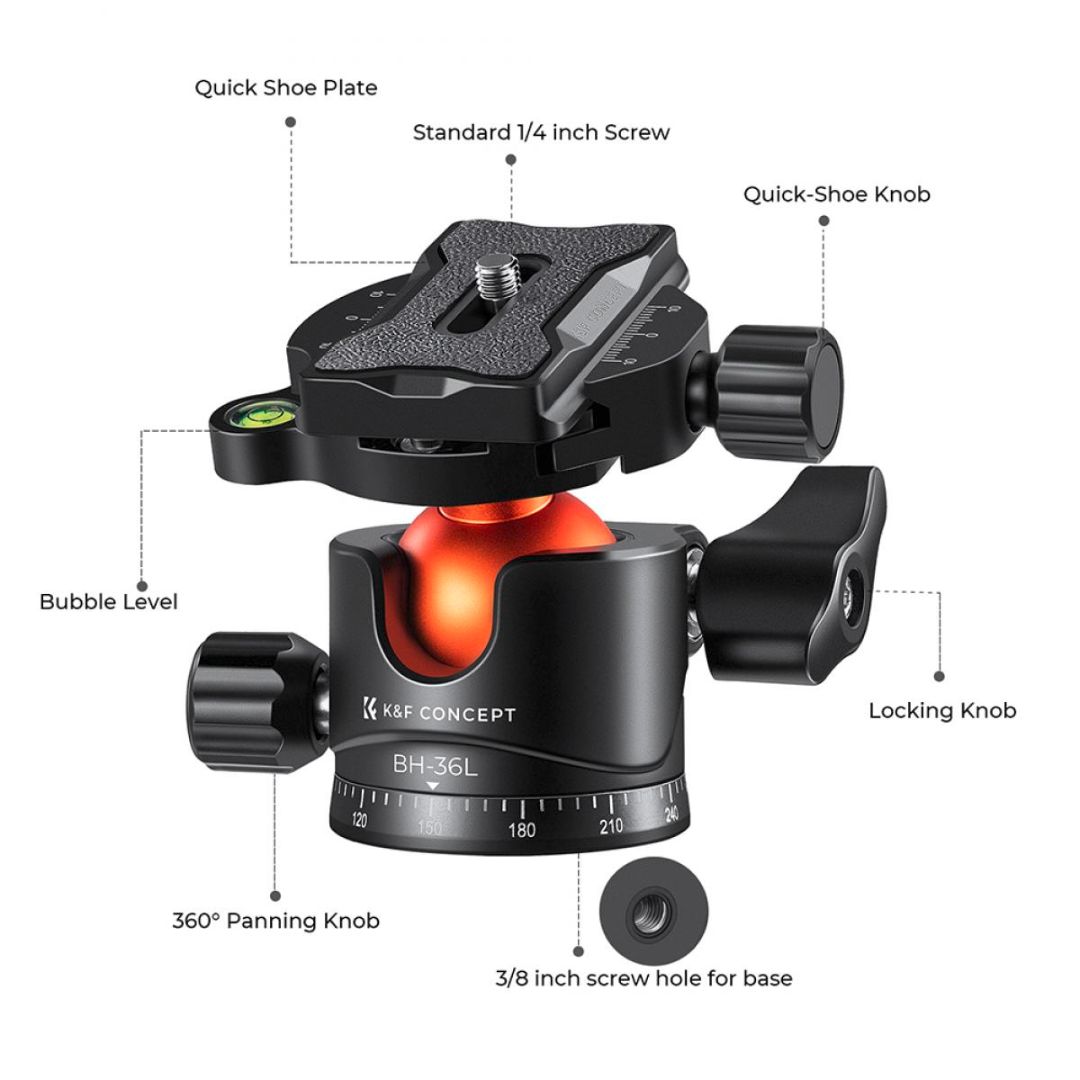 K&F Concept 36mm Metal Tripod Ball Head KF31.044V1 - 3